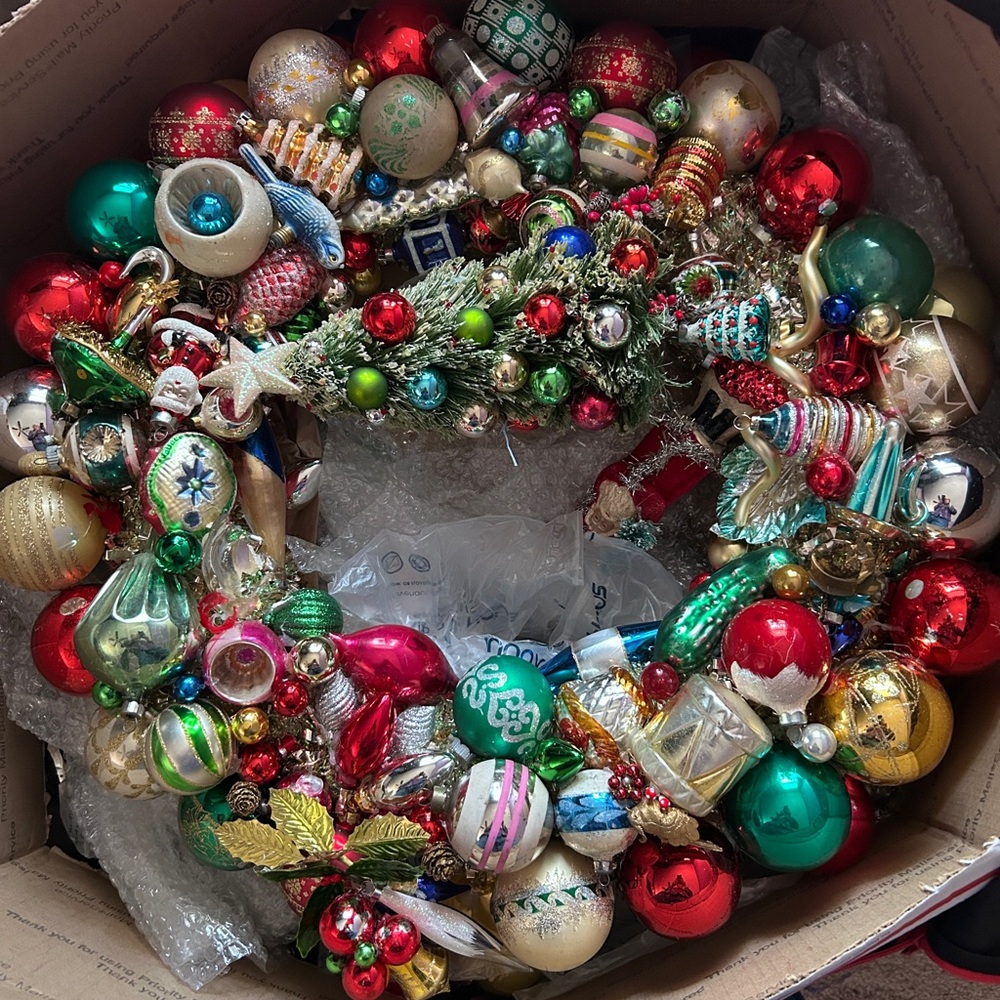Colorful Holiday Ornament Wreath